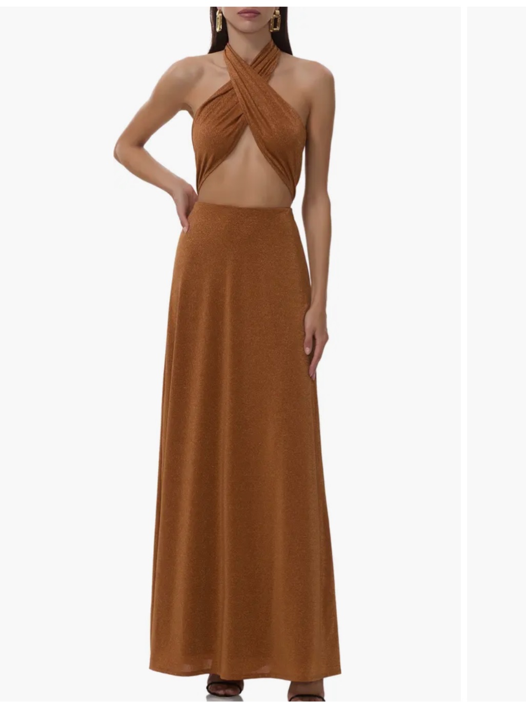 Kendrick Metallic Cutout Halter Jersey Gown